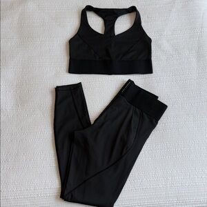 Good American Black Racerback Sports Bra and Leggings Set